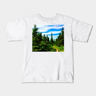 Trail hike through the pines Kids T-Shirt